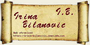 Irina Bilanović vizit kartica